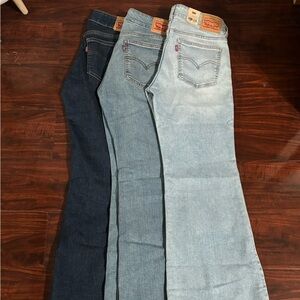 Levi’s Super Low Rise Flare Set of Three Denim Jeans.